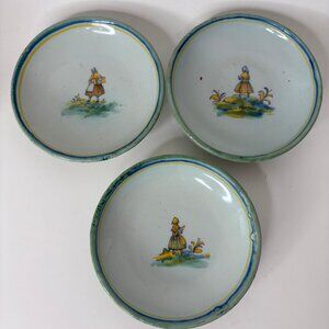 Set of 3 Talavera Spanish Pottery Faience Bowls Vintage Earthenware Ruiz de Luna